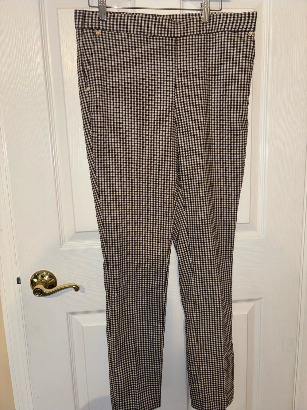 Anne Klein Black and White Gingham Slim Dress Pants